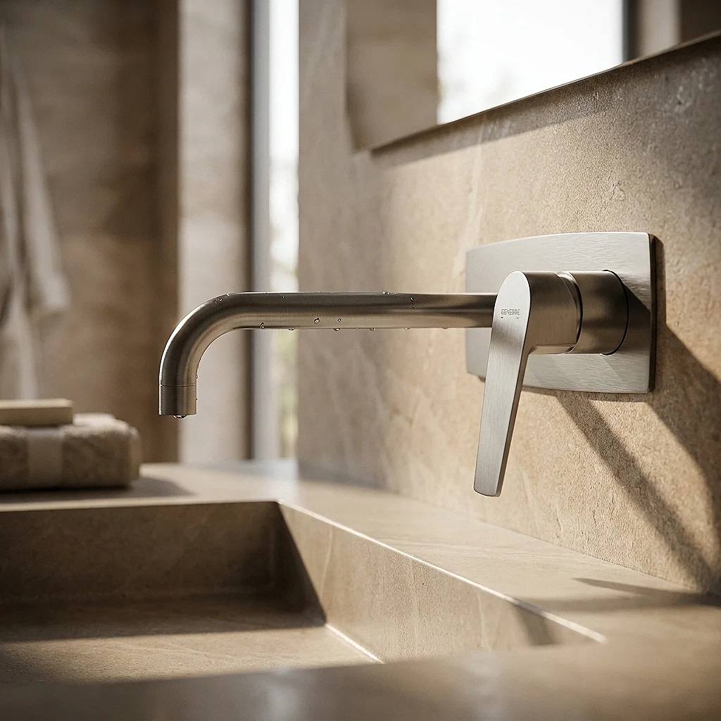 Ginebri Chloe 69132345166 Concealed Basin Mixer, Matte Gold, 21 cm Spout, Imported Spanish