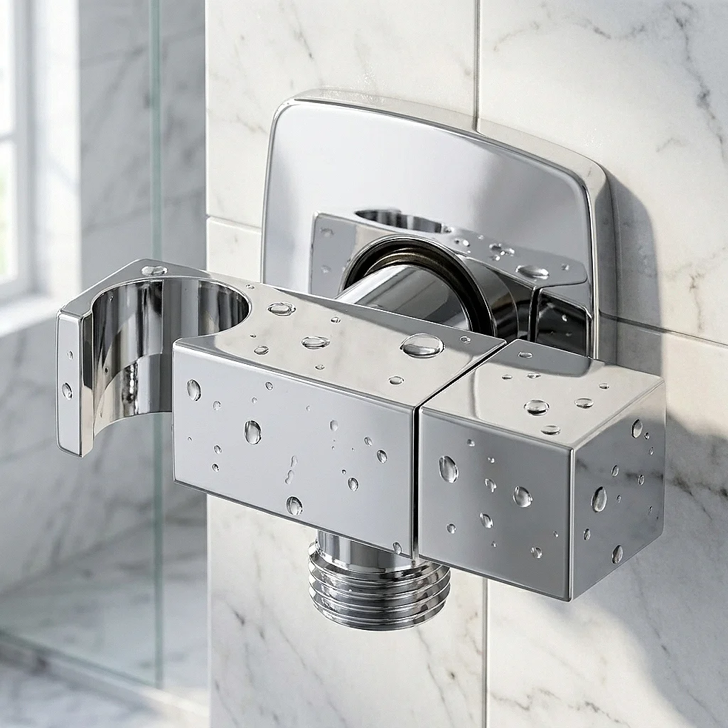 Lugano LG-CUB-120 В Angle Valve with Cover and Shower Holder, Ceramic Half-Turn Valve, Matte Black