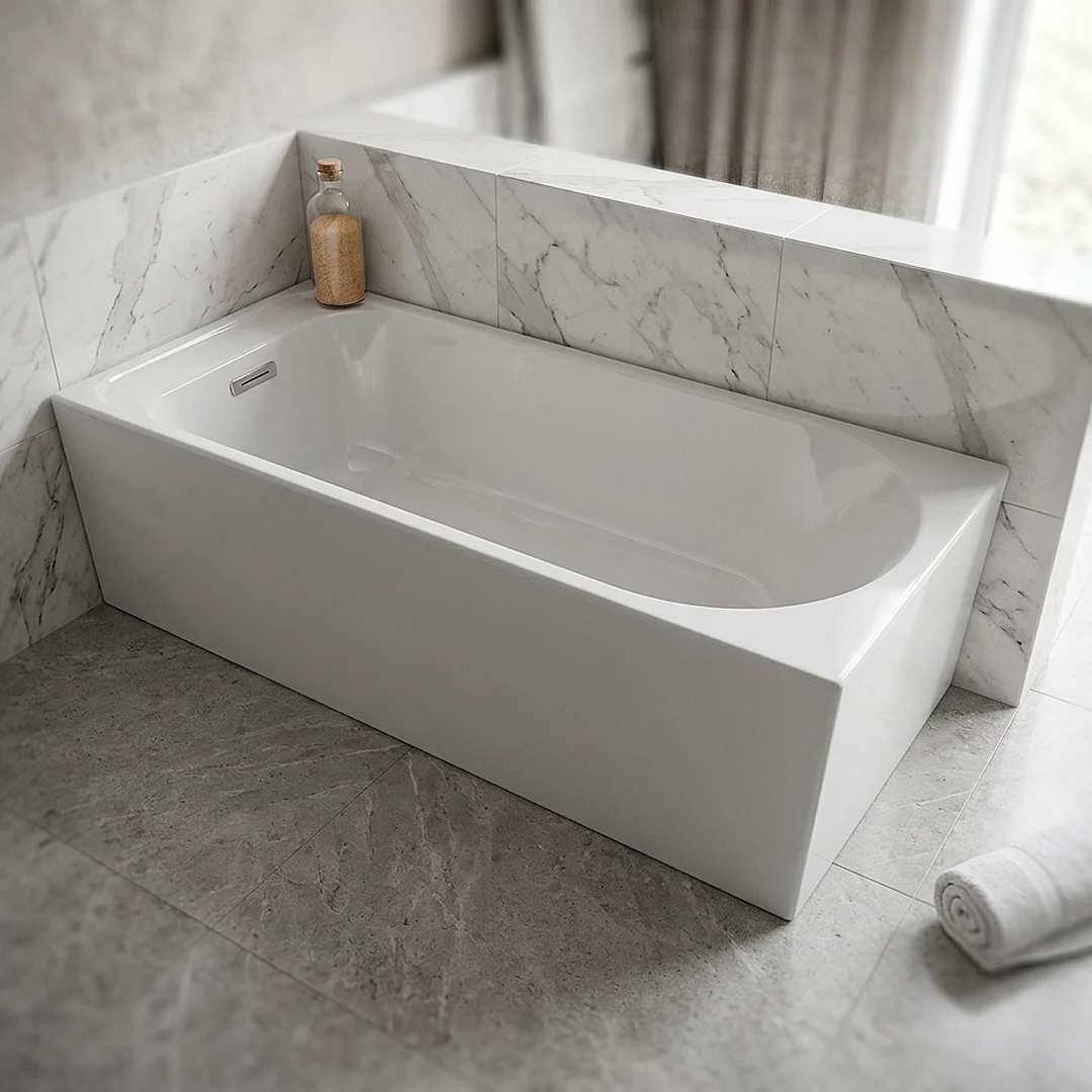 Duravit Emilia 807118 Seamless One-Piece Bathtub, Right-Hand 150 × 70 cm, including Waste and Drain, Colors