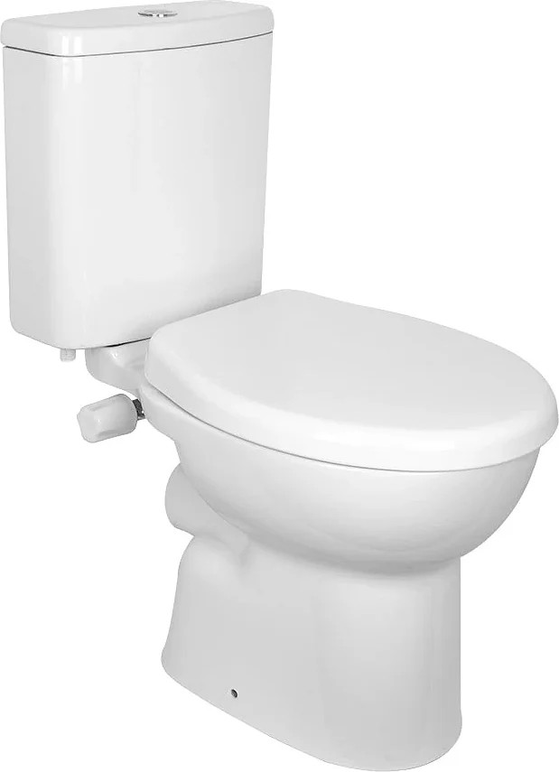Sanipure Flora 228649 Toilet with Shower, Standard Toilet Seat & Cover, Cistern with Bottom Inlet Mechanism and Chrome Flush Button, Pergamon