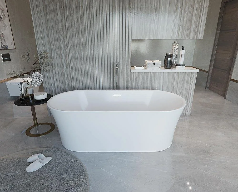 Sanipure Pavilion 0010011 One-Piece Bathtub with Panel, 80 × 170 cm, Walnut Mottle (00100113101)