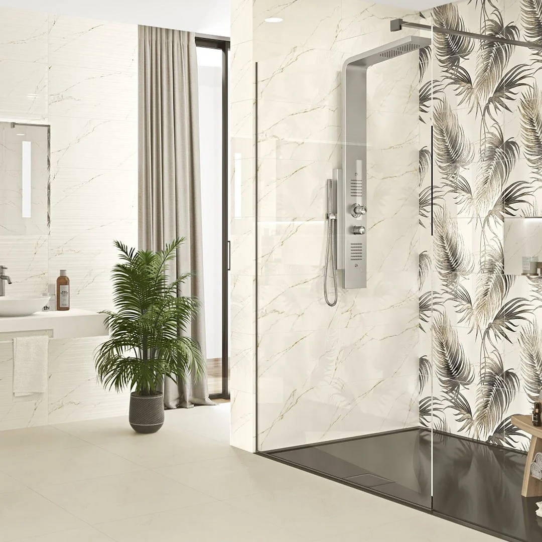 Cleopatra Paloma Laser-Cut Wall Ceramic, First Choice, 30 × 60 cm, Glossy — Paloma 2-Tile Tableau