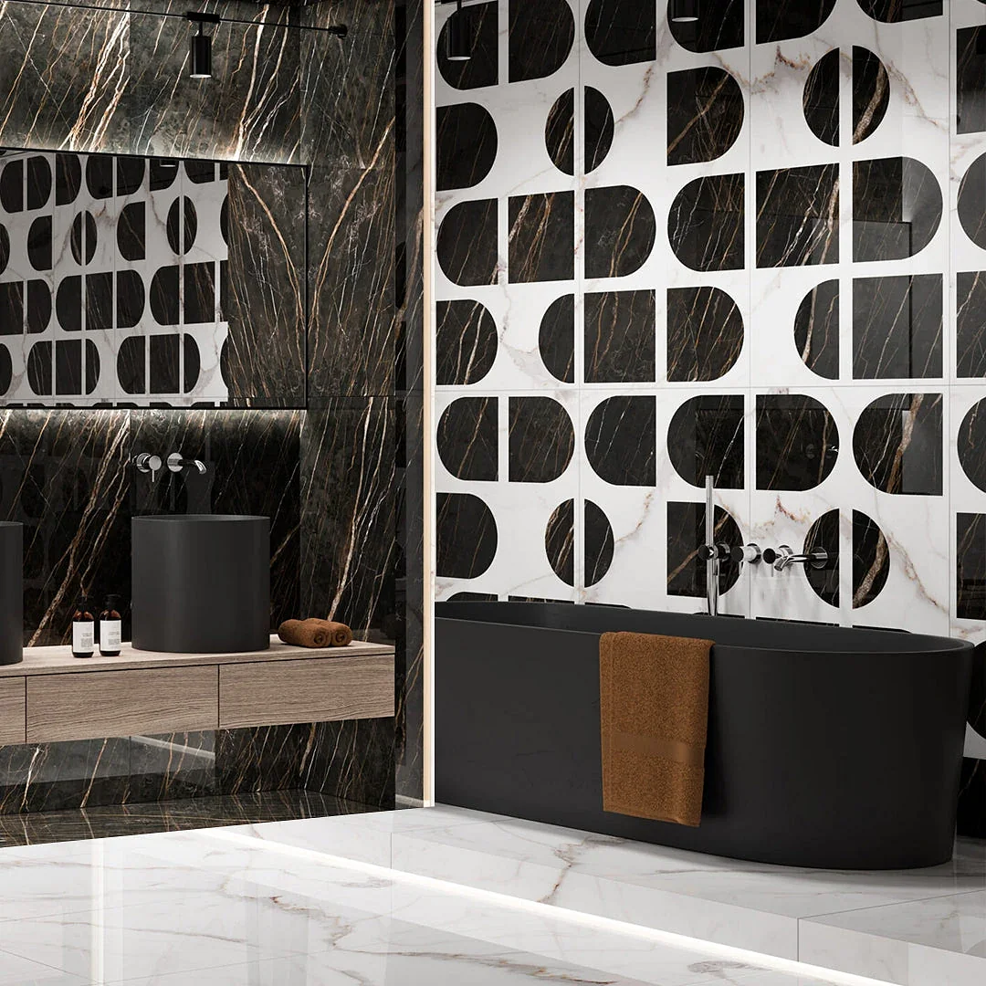 Cleopatra Mansour Crystal Glossy Laser-Cut Wall & Floor Ceramic, First Choice, 60.5 × 121 cm — Mansour Geometric