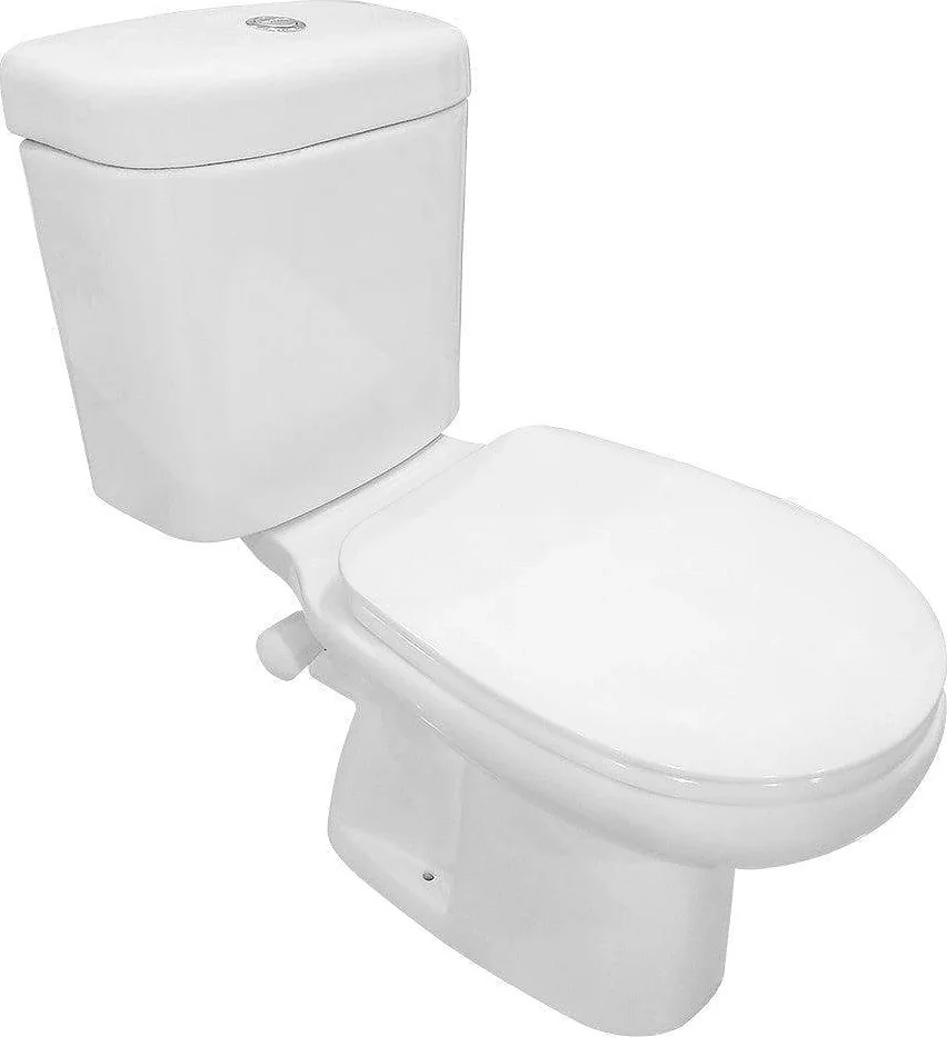 Duravit Comodo P-Trap Toilet with Toilet Seat & Cover, Cistern, Mechanism, Internal Bidet Spray and Fixing Set, Pergamon