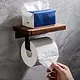 Banox wo-01-01s 304 Stainless Steel Toilet Paper Holder with Wood Shelf, Black - Image 2
