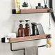 Banox 2-Piece Set: 40 cm Shelf + 50 cm Shelf with Towel Rail, Stainless Steel 304, wo-10-01s Black Wood - Image 2