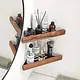 Banox wo-03-01s Stainless Steel 304 Corner Shelf Set, Black & Wood - Image 1