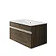 Lecico Vanity Unit Brown 83 cm, Drawer with Florence Basin, White - Image 2