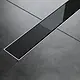 Pura Black Glass Shower Drain with Flange HDL GB 65, Stainless Steel, 65 cm, Black Glass Cover, Chrome - Image 1