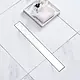 Pura HDL GW 55 Stainless Steel Shower Drain with Flange, 55 cm, White Glass Cover with Waste, Chrome - Image 1