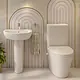 Lecico Galaxy Bathroom Set White: Back-to-Wall S/P Trap Combination and 60 cm Basin with Full Pedestal - Image 1