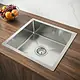 Mans Handmade MA 4040 Stainless Steel Kitchen Sink, 40 × 40 cm, Flat Edge with 3 inch Drainage Set, Chrome - Image 1