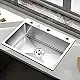 Alpha AL 5848 Handmade Kitchen Sink 48 × 58 cm, 1 mm Flat Edge with Soap Dispenser and 3 inch Waste - Image 1