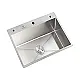 Alpha AL 5848 Handmade Kitchen Sink 48 × 58 cm, 1 mm Flat Edge with Soap Dispenser and 3 inch Waste - Image 3