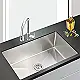 Alpha AL 5848 Handmade Kitchen Sink 48 × 58 cm, 1 mm Flat Edge with Soap Dispenser and 3 inch Waste - Image 10