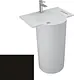 Sanipure Rondella One-Piece Freestanding Floor Basin 0016029, 90 × 70 × 54.5 cm, without Overflow, with 17 cm Towel Holder — Grey (001602905) - Image 2