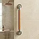 Alfa AL 213 C Stainless Steel Bathtub Handle, Chrome, 60 cm, 3.2 mm Pipe Diameter, 1.2 mm Thickness, Wood-Finish ABS Coating - Image 1