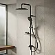 Teska Joy DR 10321801B 2 × 1 Shower Column, Chrome with 22 cm Black Square Shower Head and Thermal Hose - Image 1
