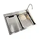 Sama S 6045 Handmade Kitchen Sink, Chrome, 60 × 45 cm, with Filter Tap, Chopping Board, Knife Drainer, Basket and 3 inch Drainage Set - Image 1
