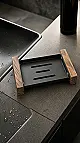 Dream DR-SW1B Soap Dish, Matte Black Stainless Steel × Wood - Image 4