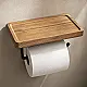 Dream DR-SW2B Toilet Paper Holder with Shelf, Matte Black Stainless Steel × Wood - Image 1