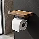 Dream DR-SW2B Toilet Paper Holder with Shelf, Matte Black Stainless Steel × Wood - Image 2