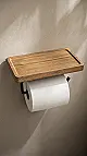 Dream DR-SW2B Toilet Paper Holder with Shelf, Matte Black Stainless Steel × Wood - Image 3