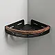 Dream GN-SW17B Corner Shelf, Matte Black Stainless Steel × Wood - Image 1