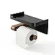 Dream DR-SW18B Toilet Paper Holder with Shelf, Matte Black Stainless Steel × Wood - Image 4