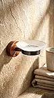 Dream GN-SW18B Soap Dish, Matte Black Stainless Steel Holder × Wood with Glass Dish - Image 5