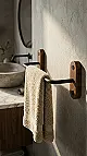 Dream GN-SW7B Rectangular Towel Holder, Matte Black Stainless Steel × Wood - Image 4