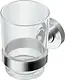 Toothbrush Holder Cup A2658C, Glossy Chrome, Clear Glass Cup - Image 2