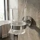 Toothbrush Holder Cup A2658C, Glossy Chrome, Clear Glass Cup - Image 1
