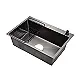 Korgi PK 6050 BL HN Handmade Stainless Steel Kitchen Sink, Black, 60 × 50 cm, 23 cm Depth with Dish Drainer, Soap Dispenser and 3-inch Drain Set - Image 2