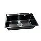 Steel Tech 7545TS Handmade Kitchen Sink, Black, 75 × 45 cm with 3-inch Drain Set and 3 Holes - Image 3