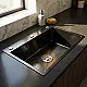 Steel Tech 7545TS Handmade Kitchen Sink, Black, 75 × 45 cm with 3-inch Drain Set and 3 Holes - Image 1