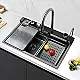 Smart Home Steel Tech 7545TB-5 Handmade Kitchen Sink, Black, 75 × 46 cm, 5 Buttons with Accessories - Image 1