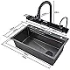Smart Home Steel Tech 7545TB-5 Handmade Kitchen Sink, Black, 75 × 46 cm, 5 Buttons with Accessories - Image 5