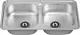 CiCO USD 870 Korean 304 Stainless Steel Double Bowl Kitchen Sink, 87 × 48 cm, 0.6 mm Thickness, 18.5 cm Depth, 3 inch Drain - Image 3