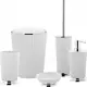 Primanova Turkish 5-Piece Ribbed Round Bathroom Accessories Set, White with Silver Frame, Code SAS08 - Image 2