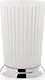 Primanova Turkish 5-Piece Ribbed Round Bathroom Accessories Set, White with Silver Frame, Code SAS08 - Image 4