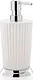 Primanova Turkish 5-Piece Ribbed Round Bathroom Accessories Set, White with Silver Frame, Code SAS08 - Image 5