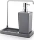Primanova E56 Acrylic Soap Dispenser + Aluminum Towel Holder, Grey - Image 1