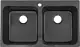 High Stone Black Stress Granite Kitchen Sink Code 310, Double Bowl, 50 × 84 cm, with Mixer Hole and Two 3-inch Drains - Image 1