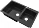 [MERGED->G3745] High Stone Matte Black Granite Kitchen Sink 311, 2 Bowls, 50 × 86 cm, with Mixer Hole and Two 3 inch Drains - Image 2