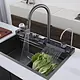 Smart Kitchen Sink 75 × 46 cm (5 Buttons) Black, Code 218, with Soap Dispenser and Diamond Filter Tap - Image 3