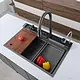 Smart AS3547 Kitchen Sink, 5 Buttons, 75 × 45 cm, Black with LED & Accessories - Image 4