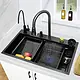 Smart Handmade Kitchen Sink 75 × 45 cm with Pump and Filter Tap, Black - Image 1