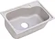High Stone 304 Granite Kitchen Sink 45 × 72 cm, 21 cm Depth with Mixer Hole and 4 inch Drain, Light Grey Marble Effect - Image 2