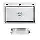Manz Handmade MA 7547 Stainless Steel Kitchen Sink, 75 × 47 cm, 1 mm Thickness with Dish Rack, 2.5 mm Lip, 3 Holes and 3 inch Drain, Chrome